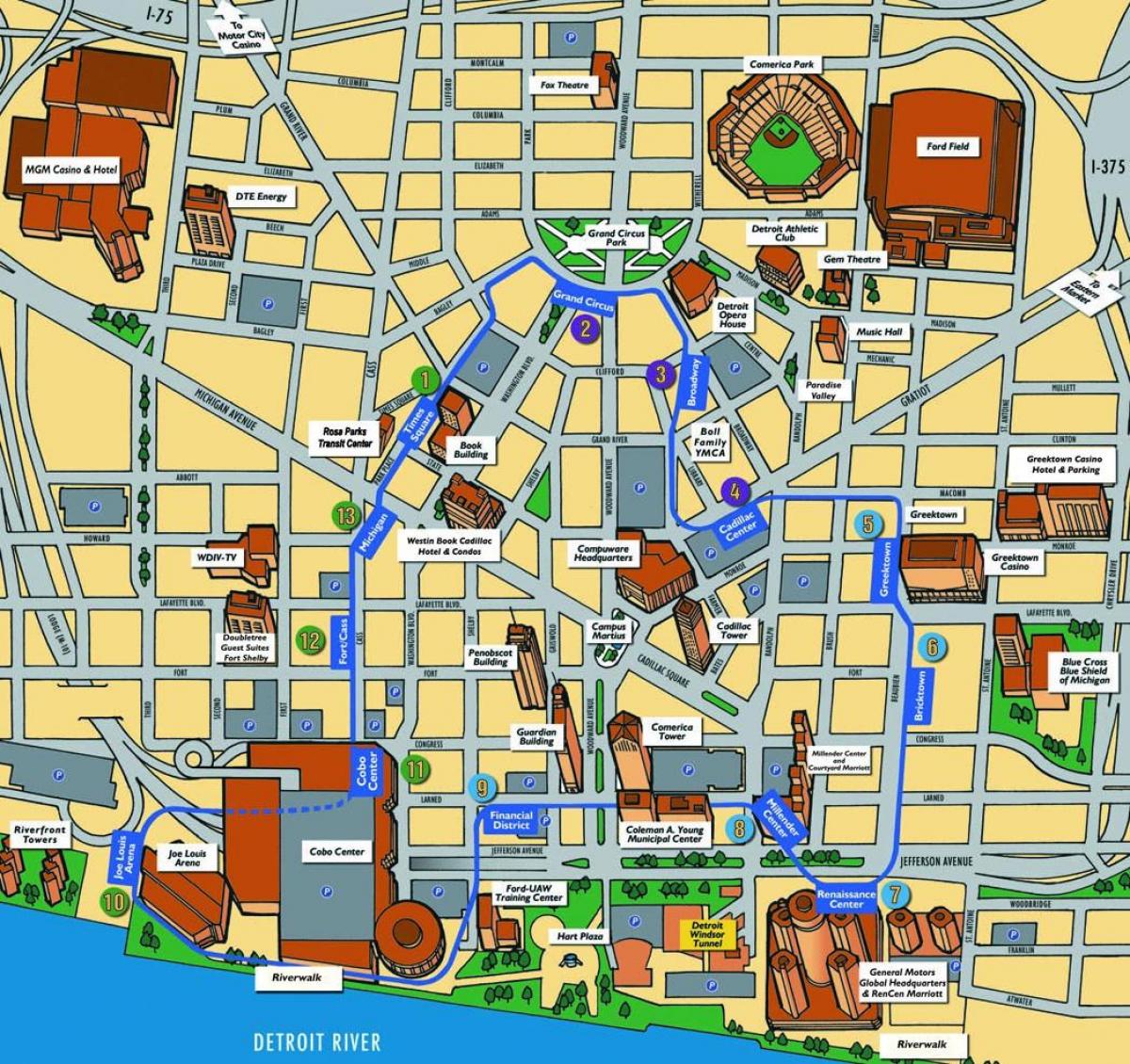 Detroit turistik haritası