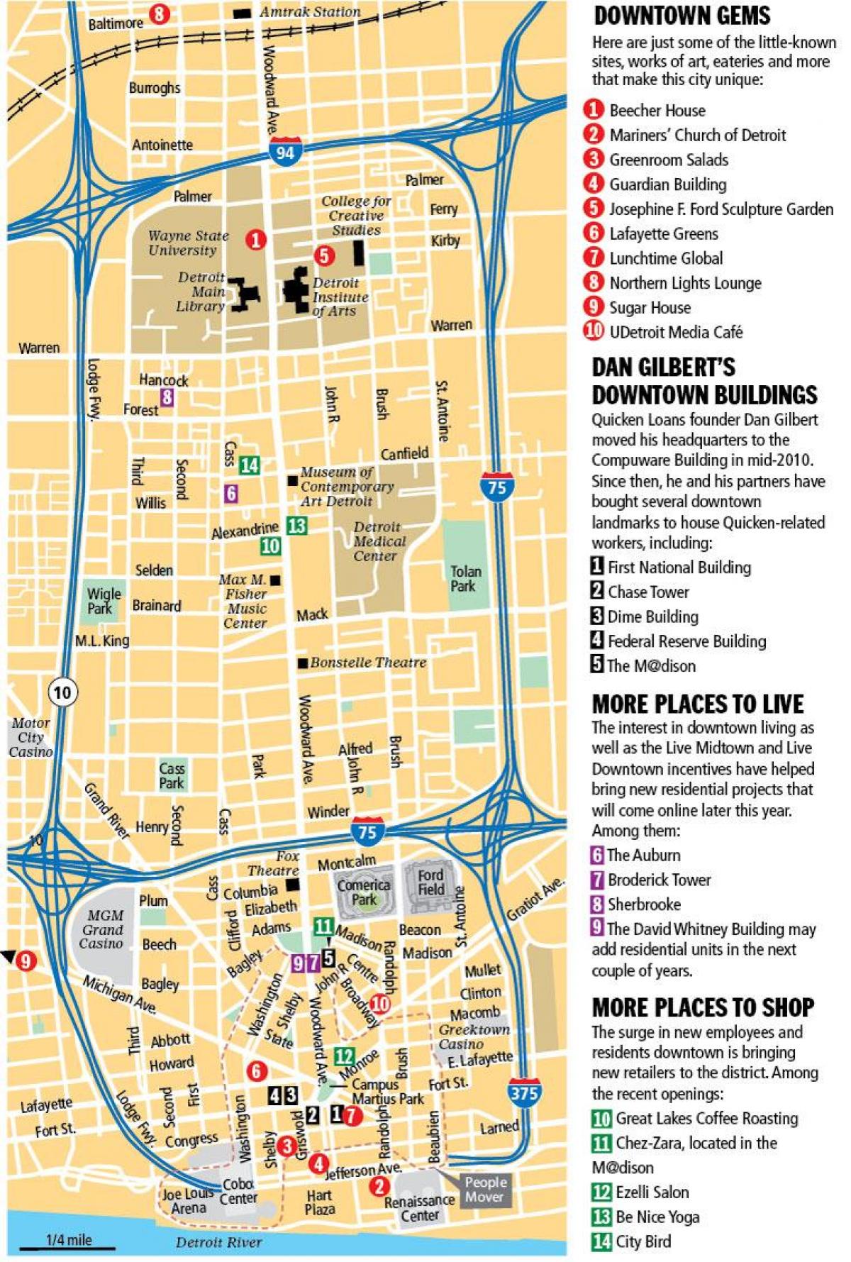 downtown Detroit haritası