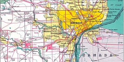 Detroit haritası banliyölerinde